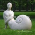 Large outdoor stone abstract female statue marble modern art abstract lady snail sculpture
